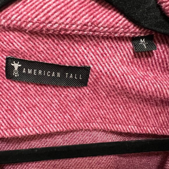 American Tall Men's Button Down Shirt Shacket Maroon Heather Knit M Tall - Picture 3 of 4